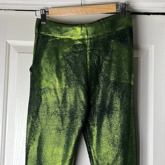 Hanifa Rylee Metallic Green knit Flare Pants - Picture 6 of 7